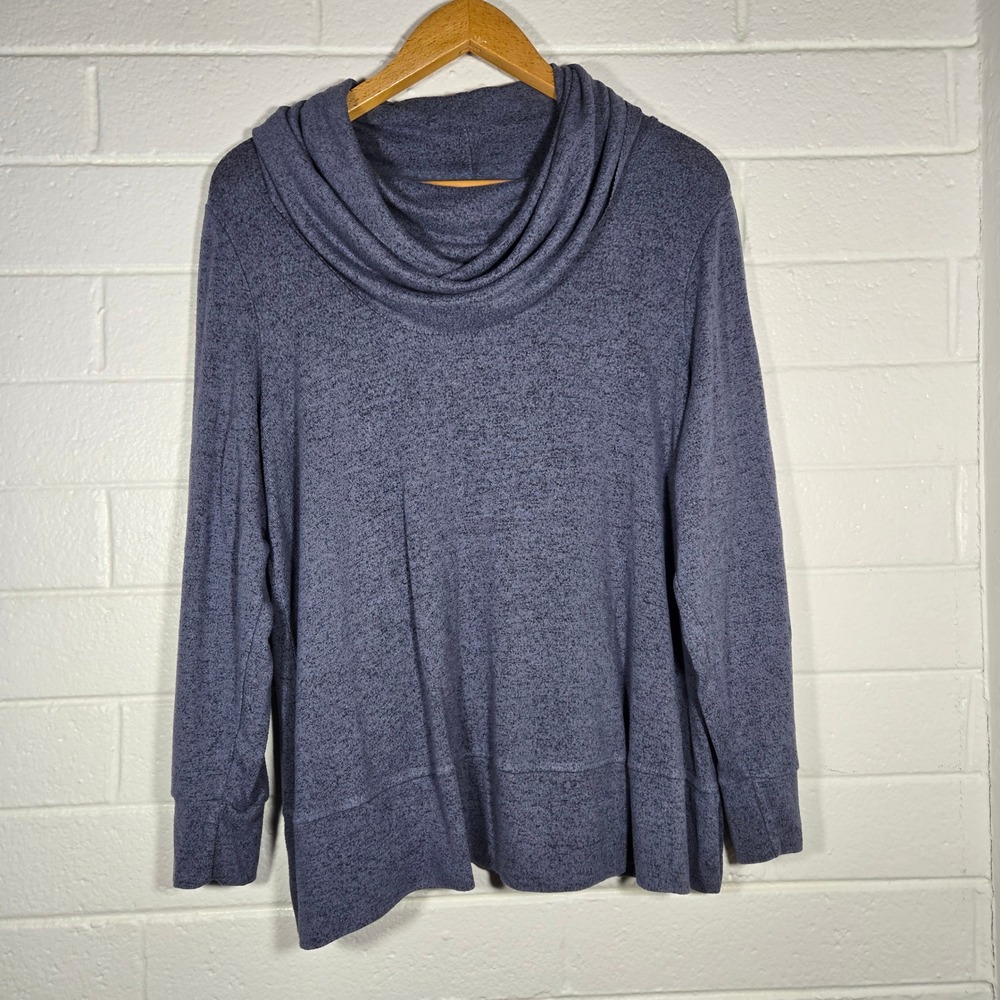 Cupio Plus 1X Cowl Long Sleeve Tunic Top‎ Heathered Lounge Sweater Minimalist